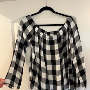Black and White Checkered Women's Top